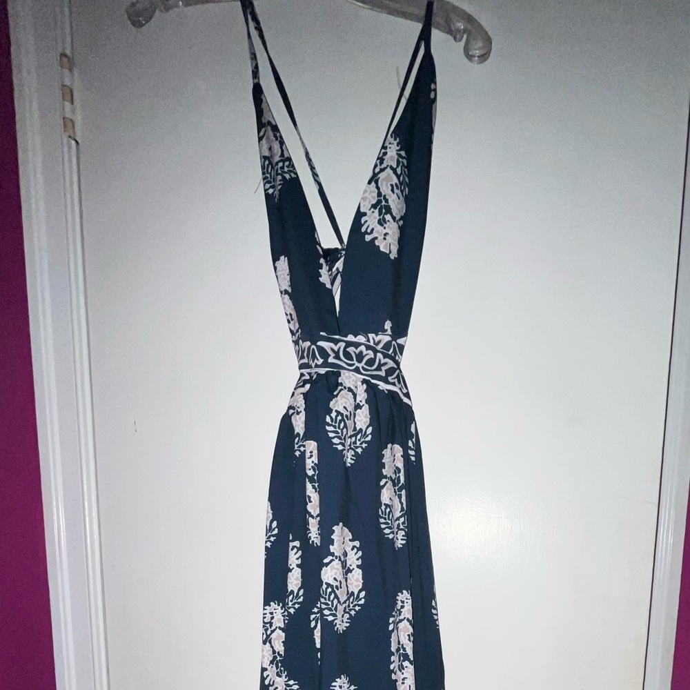 Blue wrap maxi dress